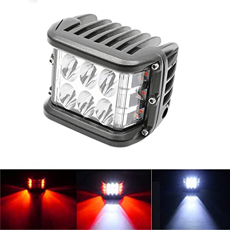 Yolu 1 Piece 4 Inch Dual Side Shooter Led Cube 36w Led Work Light Off Road Led Light Driving Light Super Bright Waterproof Fits for SUV Truck Car ATV, (White/Red)