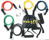 Resistance Bands by Swift Sports for Athletes P90X Insanity Asylum Physical Therapy Upper and Lower Body Strengthening and Crossfit These Exercise Bands are Perfect for Any Home Gym or At Home Workout Regimen to Workout Your Arms Legs Chest Back Shoulders and Core Heavy Duty Exercise Bands Include 2 Soft Grip Handles Door Anchor Ankle Strap Exercise Chart and Resistance Band Carrying Case