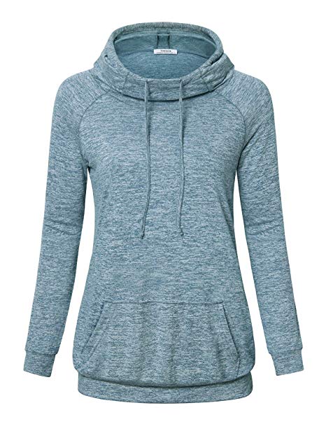 Youtalia Women's Pullover Hoodie Long Sleeve Funnel Neck Tunic Top with Pocket