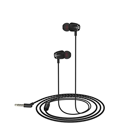 Portronics Conch 80 in Ear Wired Earphones with Mic, 3.5mm Jack, 10mm Dynamic Drivers, Extra Bass, Magnetic Latch, Nylon Braided Wire(Black)