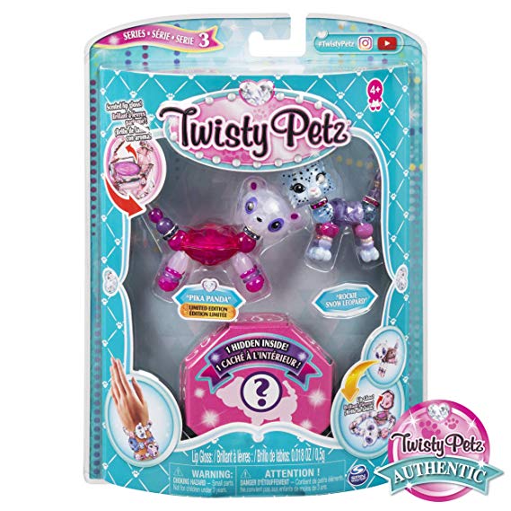 Twisty Petz Series 3 Collectible Bracelet Set with Pika Panda, Rocky Snow Leopard & Surprise, Set of 3
