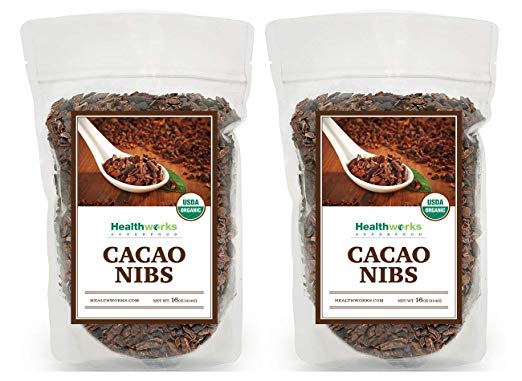 Healthworks Cacao Nibs Certified Organic, 2lb (2 1lb Packs)