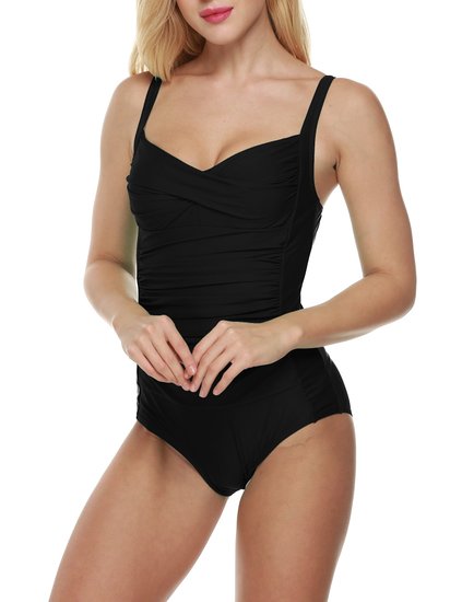 Ekouaer Womens Elegant Inspired Vintage One Piece Pin Up Monokinis Swimsuit(FBA)