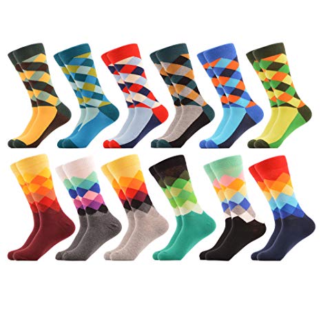 WeciBor Men's Dress Cool Colorful Fancy Novelty Funny Casual Combed Cotton Crew Socks Pack