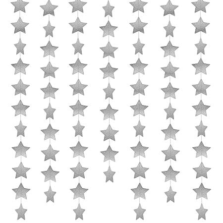 52 Feet Star Paper Garland Whaline Bunting Banner Hanging Decoration for Wedding Thanksgiving Party Birthday, 2.75 Inches (Silver)