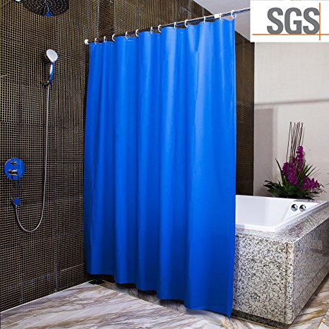 ABC life Shower Curtains SGS Certified 100% Safety PEVA Material Mildew Resistant Water Proof Non Toxic with Hooks ¡­ (Blue, 71x71 inch)