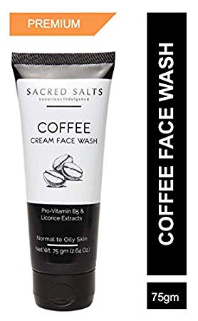 Sacred Salts Coffee Cream Face Wash|Deep Cleansing|100% Organic Natural Foaming Face Wash for Men & Women|75gm