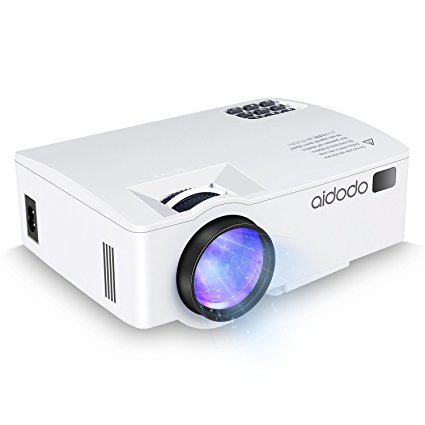 Aidodo Mini Portable Video Projector for iPhone 1800 Lumens Full HD Multimedia Home Theater Pico Projectors Support 1080P HDMI USB SD VGA AV - Buy One Get One HDMI Cable