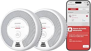 X-Sense Wi-FI Détecteur de Fumée et de Monoxyde de Carbone Connecté avec Pile remplaçable, Détecteur Combiné Intelligent Compatible avec l’Application X-Sense Home Security, SC06-WX, Lot de 2