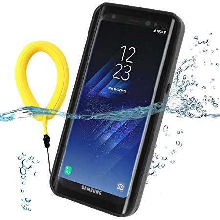 Temdan 33ft/10m Deep Floatable Waterproof/ Shockproof Case for Samsung Galaxy S8 (5.8inch) with Kick Stand and Floating Strap for S8—BLACK/CLEAR