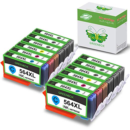 GREENBOX Compatible Ink Cartridge Replacement for 564XL 564 XL Used in Photosmart 5520 6510 6515 6520 7510 7520 7525 C5370 C5380 C5550 C5570 C5580 B110a DeskJet 3520 3522 Officejet 4620(12 Pack)