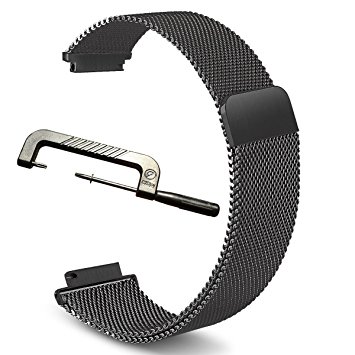 Garmin Vivoactive HR 235/735XT Replacement Band - C2DJOY Stainless Steel Magnetic Milanese Fitness Watch Band For Garmin Vívoactive /Vívoactive HR/Forerunner 220/225/230/235/630/735XT Black(6.1"-9.0")