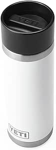 YETI Rambler 18 oz Bottle, Stainless Steel, Vacuum Insulated, with Hot Shot Cap, White