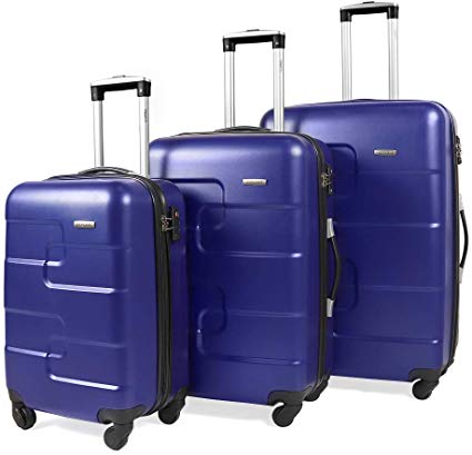 Vesgantti 3 Piece Suitcase Luggage Set with TSA Lock- Anti-Scratch Lightweight 4 Wheel Hard Shell Travel Tripp Spinner Case (20/24/28 Inch, Blue)