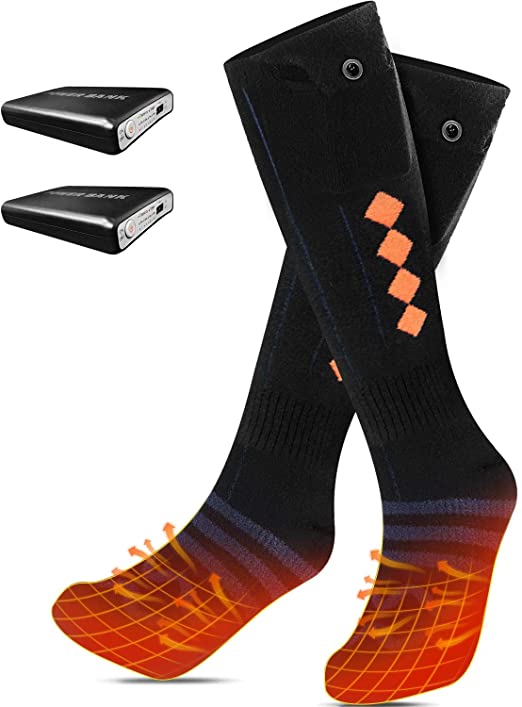 SZC Heated Socks for Men Women,5000mAh Rechargeable Electric.Winter Sport Outdoors, Thermal Socks for Skiing Hunting Hiking