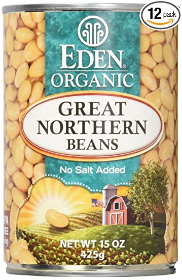 Eden Organic Great Northern Beans, No Salt Added, 15-Ounce Cans (Pack of 12)