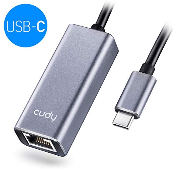 Cudy UA200 USB C to Ethernet Adapter, Unibody Aluminum, 10/100/1000 Mbps, for MacBook Pro 2016/2017/2018, ChromeBook, XPS, Galaxy S9/S8, and More