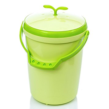 Tenby Living Food Waste Compost Bin for Kitchen Counter Top Use, Green