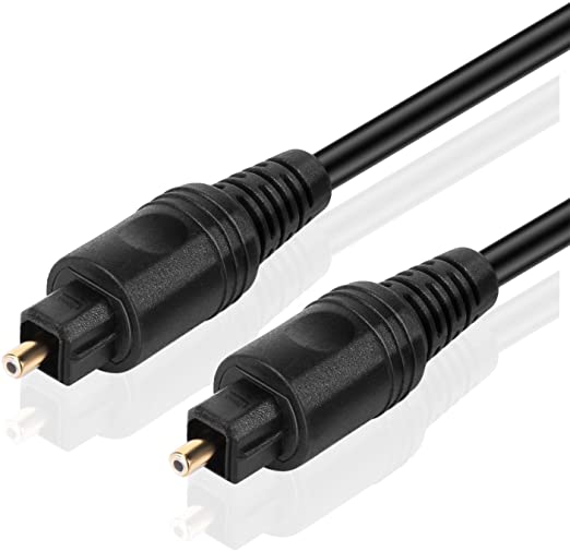 TNP Digital Optical Audio Cable 25 Feet S/PDIF Fiber Optic Cable Toslink TV Optical Cable for Soundbar, Home Theater, Speaker Wire, TV, PS4, Xbox Male to Male Gold Connectors & Strain-Relief Cord|