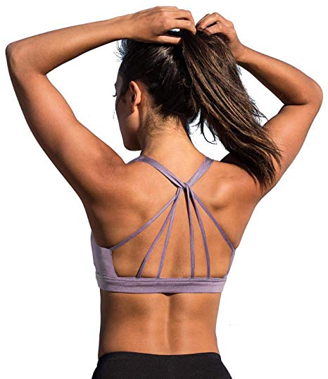 icyzone Padded Strappy Sports Bra Yoga Tops Activewear Workout Clothes Women