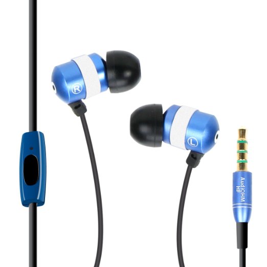 GOgroove audiOHM HF Ergonomic Earphones Headphones w/ HandsFree Microphone & Deep Bass (Blue) for iPhone 5S , Samsung Galaxy Note 3 , Note 2 & More!
