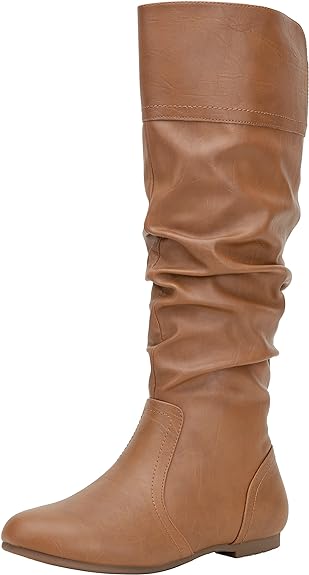 Jeossy Women's 9601 Knee High Boots Tall Slouch Boots with Inside Zipper