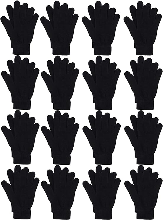 Cooraby 16 Pairs Adult Winter Knitted Magic Gloves Full Fingers Stretchy Warm Gloves for Men, Women or Teens