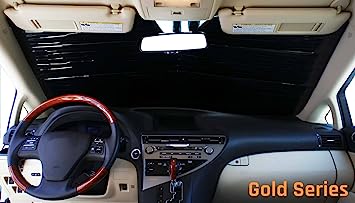 HeatShield, The Original Windshield Sun Shade, Custom-Fit for Honda Civic Coupe 2006, 2007, 2008, 2009, 2010, 2011 Gold Series