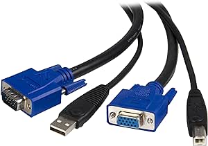 StarTech. com 2-in-1 Universal USB KVM Kabel - Video/USB Kabel - HD-15 (VGA), USB Typ B (M) auf USB, HD-15 (VGA) - 4,5 m - SVUSB2N1_15, schwarz