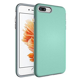 iPhone 7 Plus Case,Airsspu [Premium Texture] Dual-Layer [Rugged PC   ShockProof Bumper] Slim Fit Protective Cases Cover for iPhone 7 Plus (Mint Green)