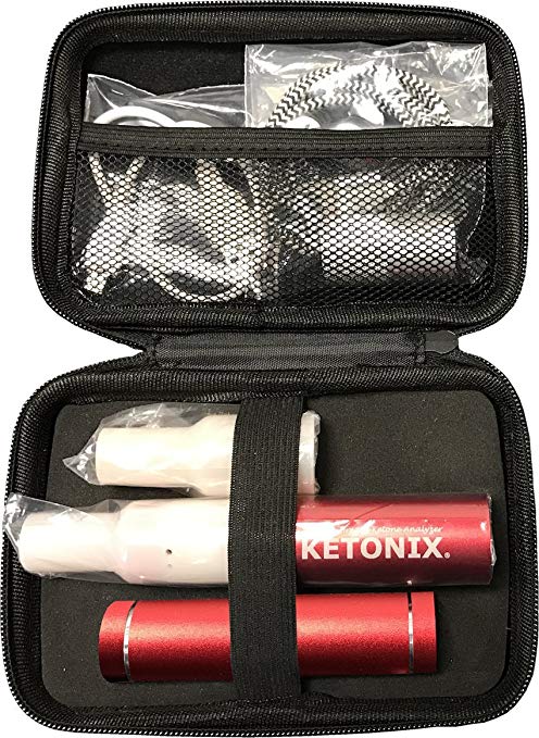KETONIX RED USB *Battery Pack Included* Reusable Breath Ketone Level Analyzer of Acetone Levels NOT BHB with Painfree, no Strips Required, one time fee