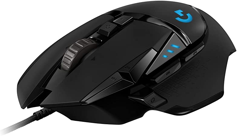 Logitech G502 HERO High Performance Wired Gaming Mouse, HERO 16K Sensor, 16,000 DPI, RGB, Adjustable Weights, 11 Programmable Buttons, On-Board Memory, PC / Mac - Black (German Packaging)