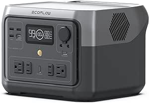 EF ECOFLOW Portable Power Station RIVER 2 Max 500, 499Wh LiFePO4 Battery/ 1 Hour Fast Charging, Up To 1000W Output Solar Generator (Solar Panel Optional) for Outdoor Camping/RVs/Home Use