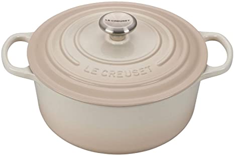 Le Creuset LS2501-26716SS Signature Round Dutch Oven, 5.5 QT, Meringue