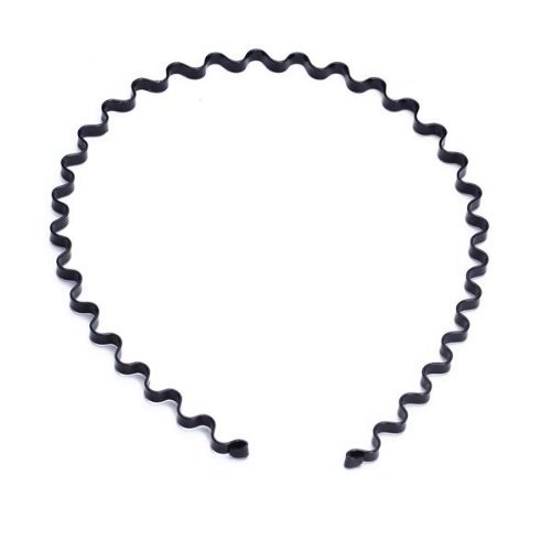 SODIAL(R)Black Spring Wave Metal Hoop Hair Band Girl Men's Head Band Accessory