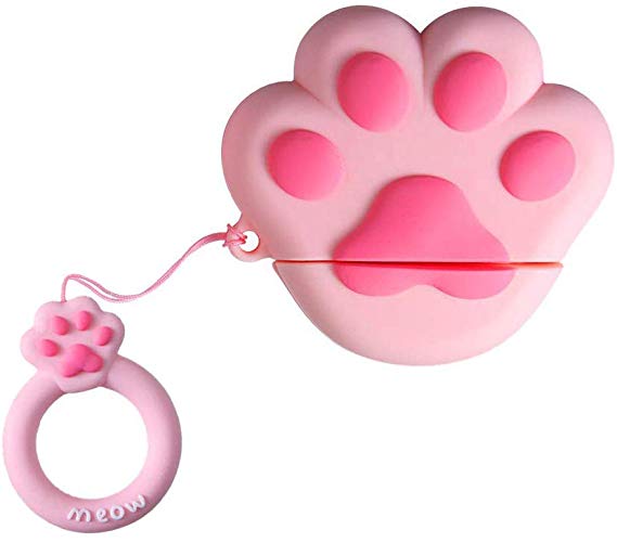 AirPods Case, Cute Cat Paw Airpods Case,AKXOMY Accessories Protective Silicone Cover and Skin for Apple Airpods Charging Case/Airpods Staps Clips for for Girls Kids Women Air pods(Cat Claw)