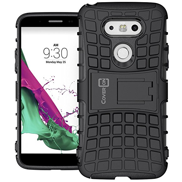 LG G5 Kickstand Case, CoverON [Atomic Series] Hybrid Armor Cover Tough Protective Hard Kickstand Phone Case for LG G5 - Black