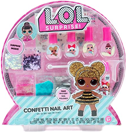 L.O.L. Surprise! Confetti Nail Art by Horizon Group USA, Make Your Own Nail Polish by Adding Glitter, Confetti, Gemstones & More