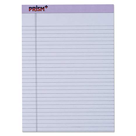 TOPS Prism Plus 100% Recycled Legal Pad, 8-1/2 x 11-3/4 Inches, Perforated, Orchid, Legal/Wide Rule, 50 Sheets per Pad, 12 Pads per Pack (63140)