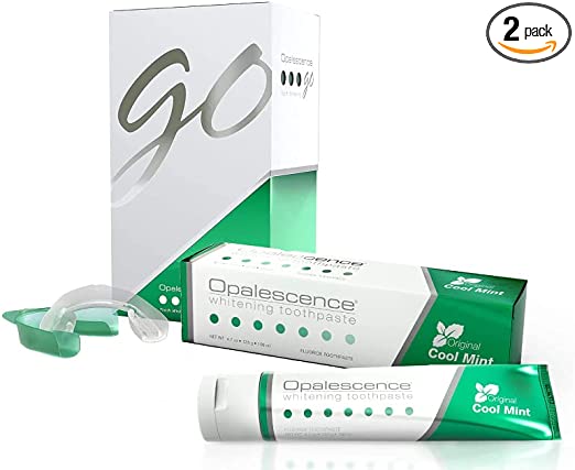 Opalescence Whitening Bundle - Opalescence Go™ 10% Hydrogen Peroxide Prefilled Whitening Trays and Whitening Toothpaste - Mint Flavor