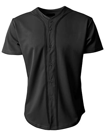 KS Mens Baseball Jersey Button Down T Shirts Plain Short Sleeve S-3XL 1KSA0002