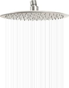 Gabrylly 12" Rain Shower Head, Stainless Steel Rainfall Ceiling Mount Shower Head, Brushed Nickel, 2.5 GPM Water Flow