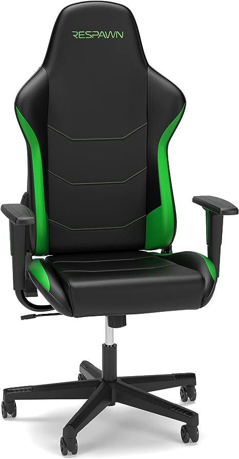 RESPAWN 110 Ergonomic Gaming Chair - Racing Style High Back PC Computer Desk Office Chair - 360 Swivel, Integrated Headrest, 135 Degree Recline with Adjustable Tilt Tension & Angle Lock - 2023 Green