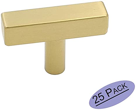 25 Pack goldenwarm Modern Cabinet Hardware Square Bar Knob - LS1212GD Square Shape Knobs Gold Handles for Drawer Kitchen Cabinets Dresser Cupboard Wardrobe