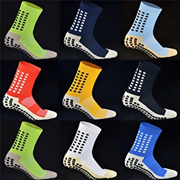 Top Quality KEESOX Non Slipping Soccer Socks Cotton Anti Slip Football Socks Skidproof Sport Socks with Anti Skid Rubber Outside Adults Mid-Calf Trusox Style Xmas Christmas Gifts