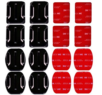 AxPower 16 PCS GoPro Helmet 3M Adhesive Pads Sticker Flat Curved Mounts Accessories kit for HERO 5 4 3  3