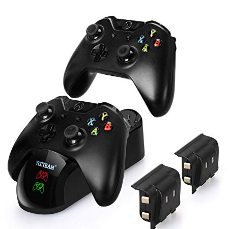 Xbox One/Xbox One S/Xbox One X Controller Charger, Xbox One Twin Charging Docking Station with 2 x Rechargeable Battery Packs for Xbox Wireless Controller (Not for Elite Controller)