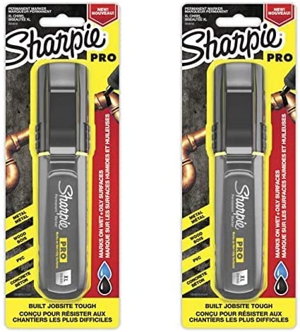 Sharpie Pro Permanent Marker, XL, Chisel Tip, Black Marker (2018347) (Pack of 2)