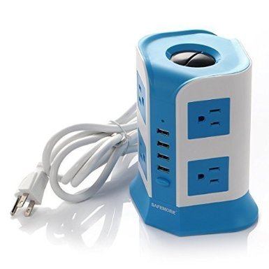 Smart 8-Outlet with 4-USB Output Surge Protection Power Strip (Blue&White)