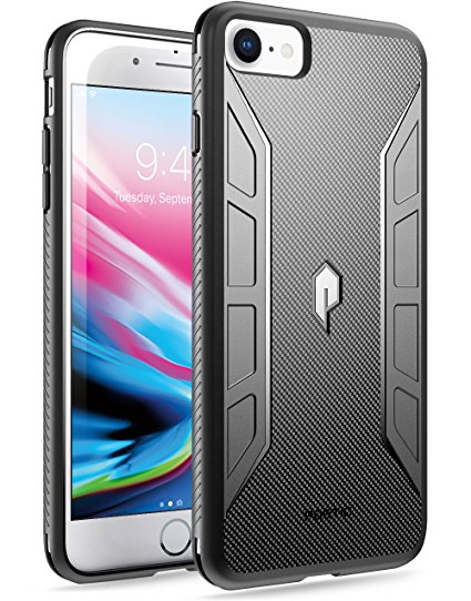 Poetic Karbon Shield Slim Fit TPU Bumper Case with Carbon Fiber Texture for iPhone 7 / iPhone 8 Black